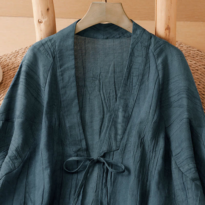 Buddha Stones Sommerlicher, lässiger Boho-Kimono mit Faltenmuster und Kordelzug für Damen - image 12