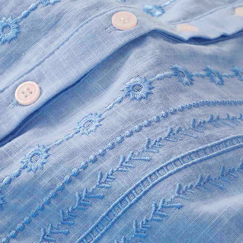 Buddha Stones Lässiges Vintage-Kleid für Damen im Frühlings- und Sommerstil mit Knopfleiste, Kordelzug, Rundhalsausschnitt und Dreiviertelärmeln. - image 4