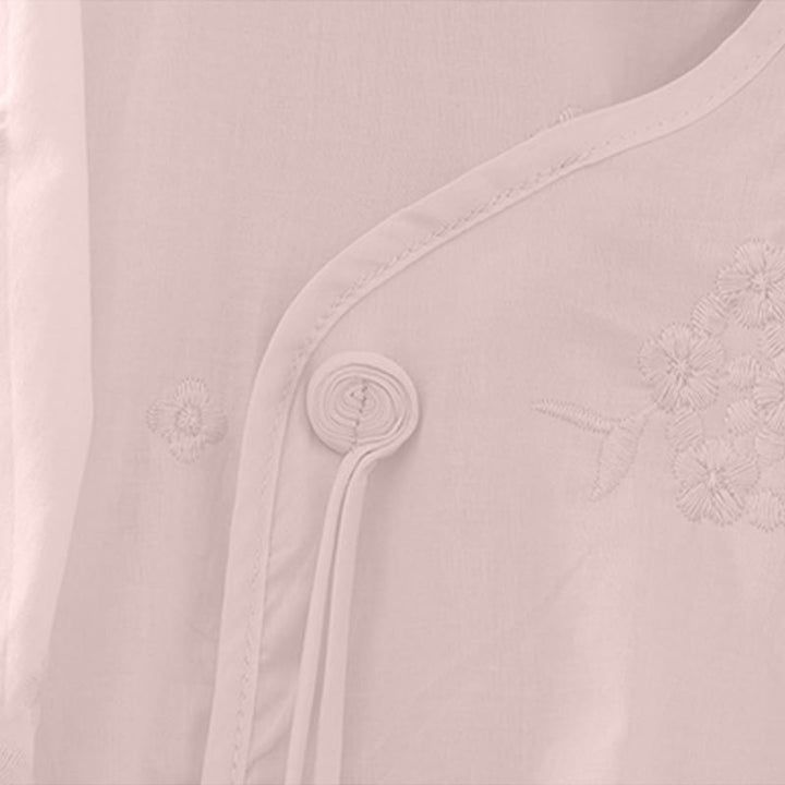 Buddha Stones Sommerliches, lässiges Damenkleid mit Blumenstickerei, Rundhalsausschnitt, Dreiviertelärmeln und Taschen - image 12