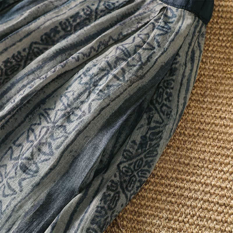Buddha Stones Lässige, geometrische Damenröcke im Boho-Stil für Frühling und Sommer mit Kordelzug und Taschen - image 8