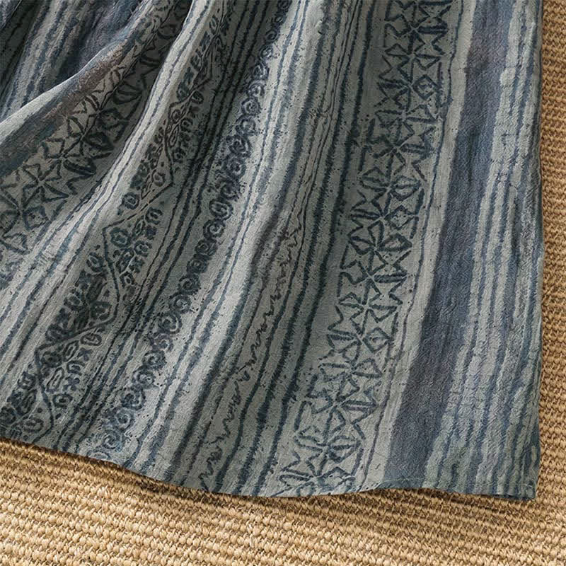 Buddha Stones Lässige, geometrische Damenröcke im Boho-Stil für Frühling und Sommer mit Kordelzug und Taschen - image 10