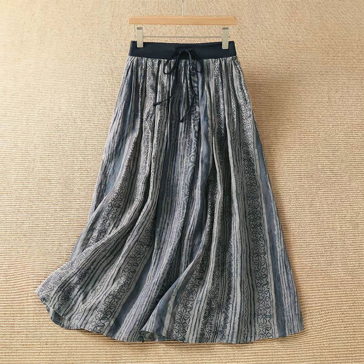 Buddha Stones Lässige, geometrische Damenröcke im Boho-Stil für Frühling und Sommer mit Kordelzug und Taschen - Schiefergrau - US12, UK/AU16, EU44 (2XL) - image 0