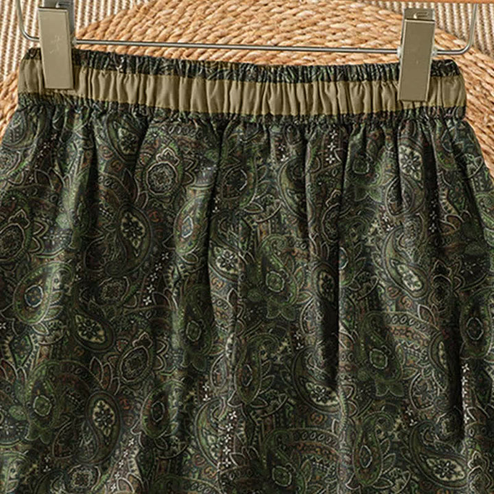 Buddha Stones Boho-Hose für Frühling und Sommer, grün, abstrakt, mit Kordelzug, weites Bein, mit Tasche - image 4