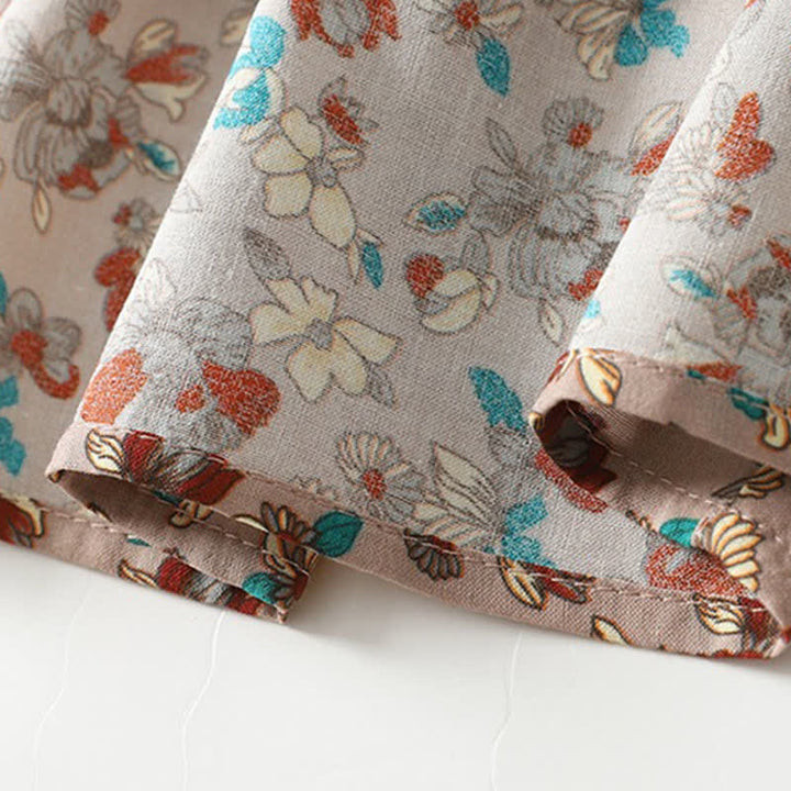 Buddha Stones Elegantes, langärmeliges Damenkleid im Vintage-Stil für Frühling und Sommer mit Knopfleiste, Blumenmuster, Taschen und Knopfleiste - image 9