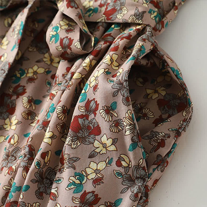 Buddha Stones Elegantes, langärmeliges Damenkleid im Vintage-Stil für Frühling und Sommer mit Knopfleiste, Blumenmuster, Taschen und Knopfleiste - image 6