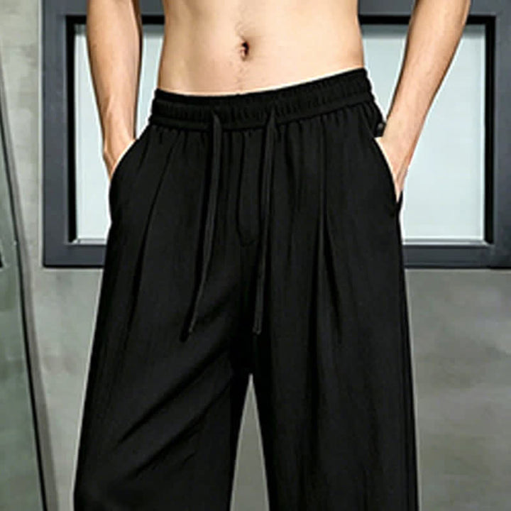 Buddha Stones Lässige lange Herrenhose mit Kordelzug, geradem Bein und Tasche für Frühling und Sommer - image 11