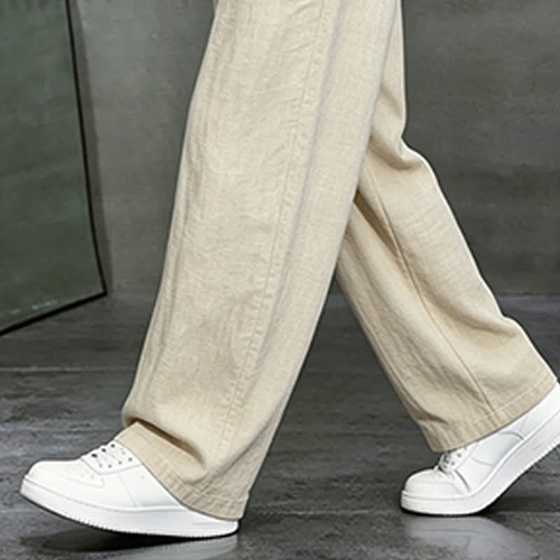 Buddha Stones Lässige lange Herrenhose mit Kordelzug, geradem Bein und Tasche für Frühling und Sommer - image 6