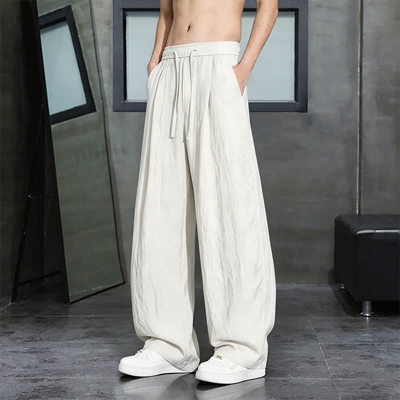 Buddha Stones Lässige lange Herrenhose mit Kordelzug, geradem Bein und Tasche für Frühling und Sommer - Weiß - US/UK/AU46, EU56 (5XL) - image 13