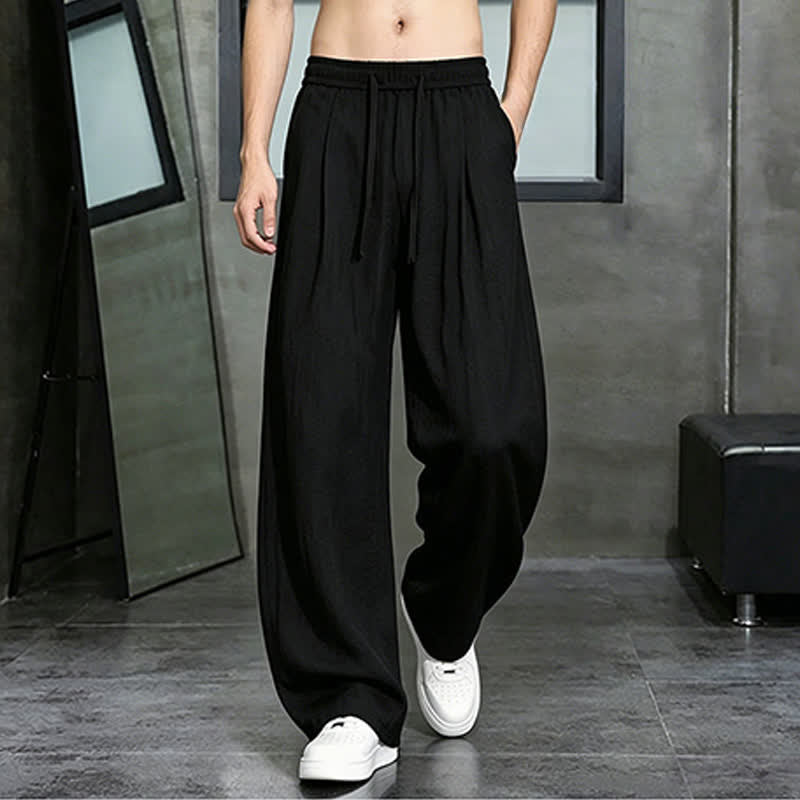 Buddha Stones Lässige lange Herrenhose mit Kordelzug, geradem Bein und Tasche für Frühling und Sommer - image 9