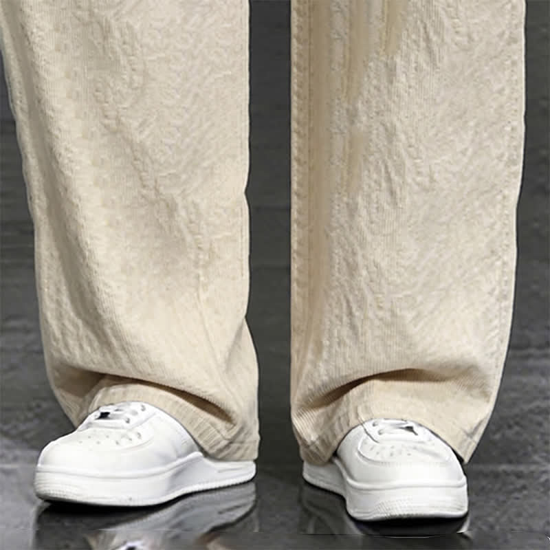 Buddha Stones Lässige lange Herrenhose mit Kordelzug, geradem Bein und Tasche für Frühling und Sommer - image 7