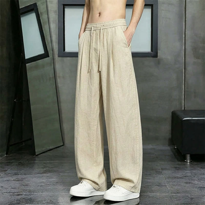 Buddha Stones Lässige lange Herrenhose mit Kordelzug, geradem Bein und Tasche für Frühling und Sommer - image 1