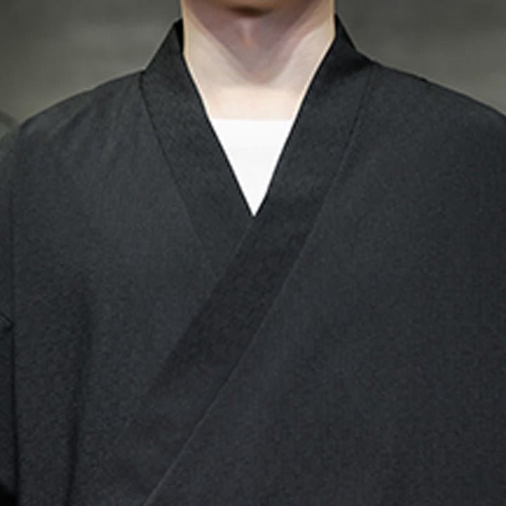 Buddha Stones Sommerlicher Tang-Stil, minimalistischer Kimono aus Bambus, einfarbig, mit Kordelzug und Dreiviertelärmeln für Herren - image 18