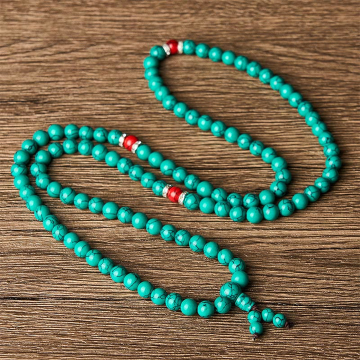 Buddha Stones Türkis-inspirierte Mala mit 108 Perlen zum mehrlagigen Schutz - image 4
