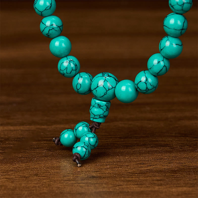 Buddha Stones Türkis-inspirierte Mala mit 108 Perlen zum mehrlagigen Schutz - image 5