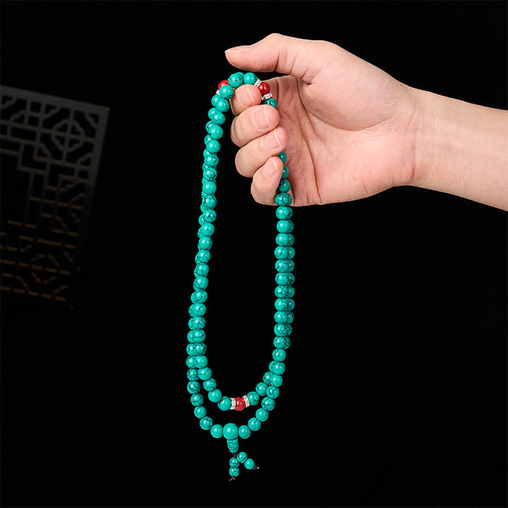 Buddha Stones Türkis-inspirierte Mala mit 108 Perlen zum mehrlagigen Schutz - image 3