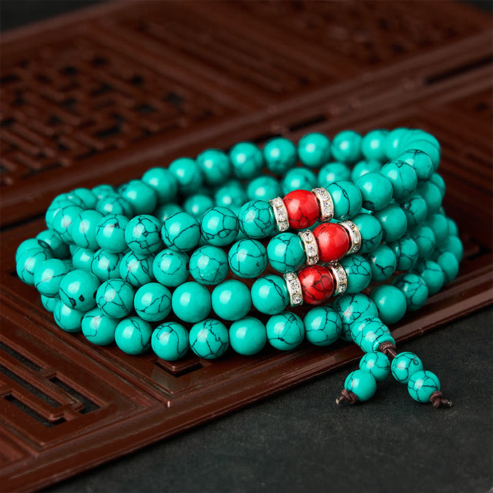 Buddha Stones Türkis-inspirierte Mala mit 108 Perlen zum mehrlagigen Schutz - 10 mm - image 0