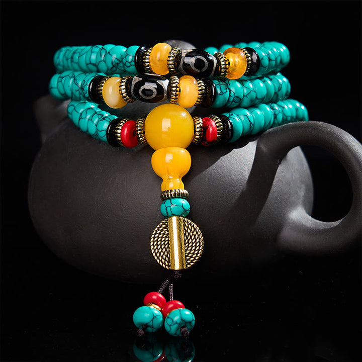 Buddha Stones Türkisfarbene Abakusperlen, Dzi-Perlen, Mala für Kommunikation und Wohlstand - 8 mm - image 0