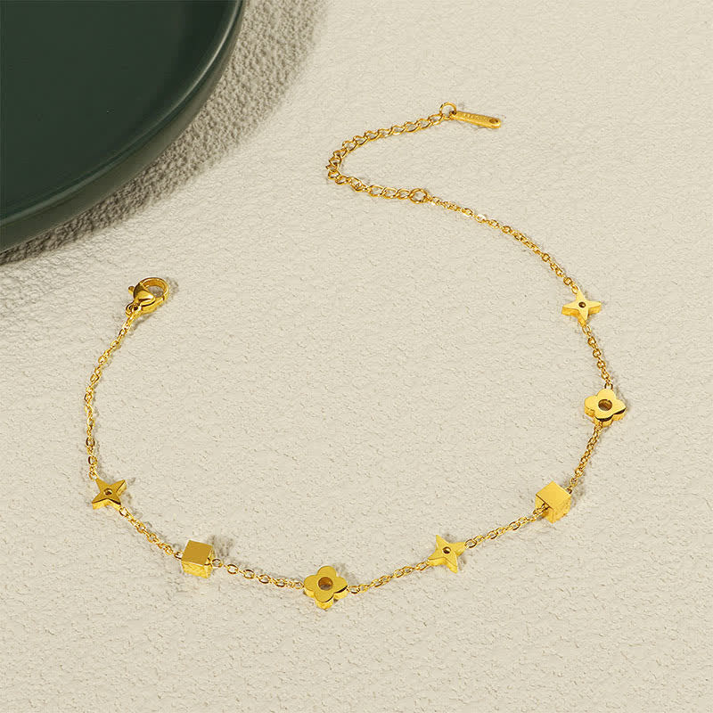 Buddha Stones Elegantes Fußkettchen mit floralem Anhänger aus Titanstahl - image 1