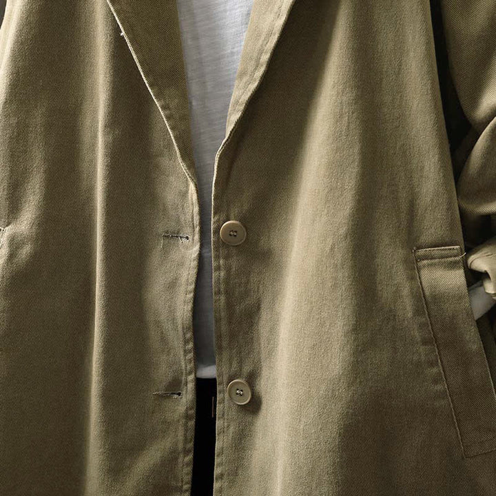Buddha Stones Frühling Herbst Knöpfe Reverskragen Langarm Mid-Length Damenjacke mit Taschen - image 26