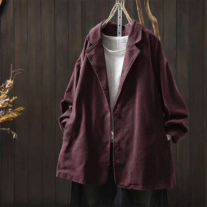 Buddha Stones Frühling Herbst Knöpfe Reverskragen Langarm Mid-Length Damenjacke mit Taschen - Mittelviolettrot - US4-8/10, UK/AU8-12/14, EU36-40/42 (F) - image 16