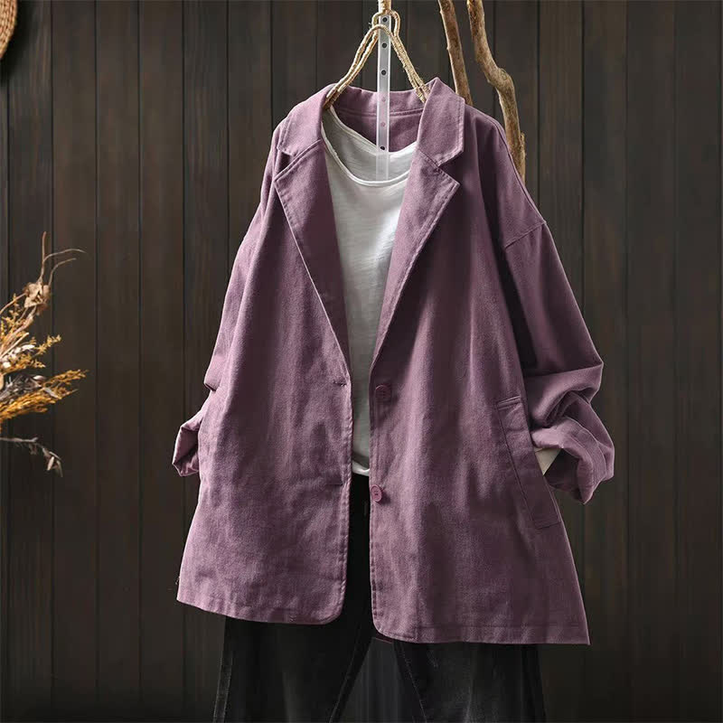 Buddha Stones Frühling Herbst Knöpfe Reverskragen Langarm Mid-Length Damenjacke mit Taschen - Blassviolettrot - US4-8/10, UK/AU8-12/14, EU36-40/42 (F) - image 22