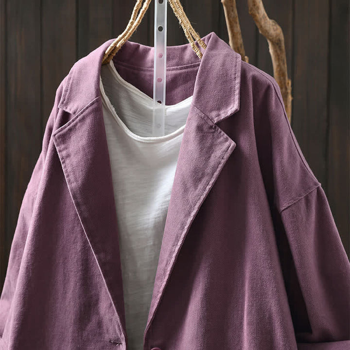 Buddha Stones Frühling Herbst Knöpfe Reverskragen Langarm Mid-Length Damenjacke mit Taschen - image 23
