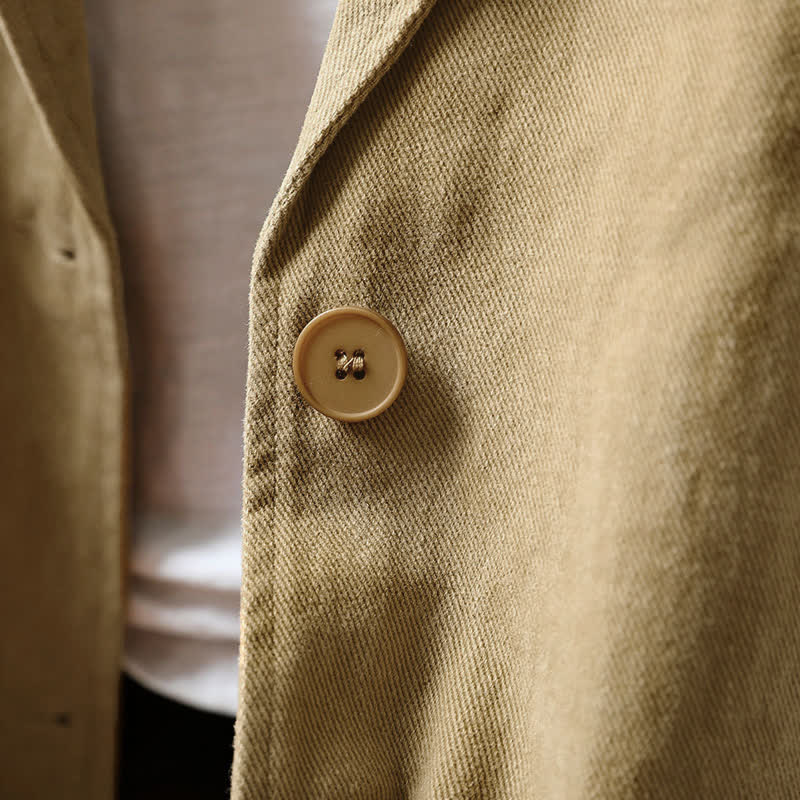 Buddha Stones Frühling Herbst Knöpfe Reverskragen Langarm Mid-Length Damenjacke mit Taschen - image 5