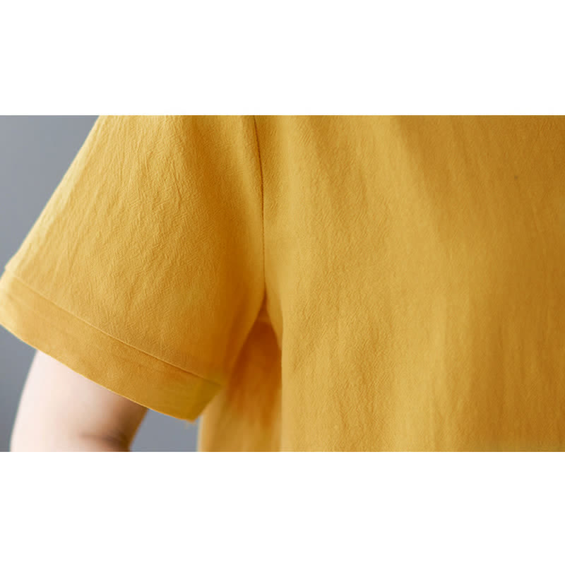 Damen-T-Shirt mit Buddha Stones -Motiv, Seitenschlitz, Rundhalsausschnitt, kurzen Ärmeln und Tasche aus Baumwoll-Polyester-Mischgewebe. - image 10