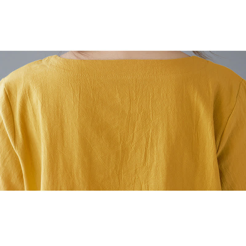 Damen-T-Shirt mit Buddha Stones -Motiv, Seitenschlitz, Rundhalsausschnitt, kurzen Ärmeln und Tasche aus Baumwoll-Polyester-Mischgewebe. - image 9