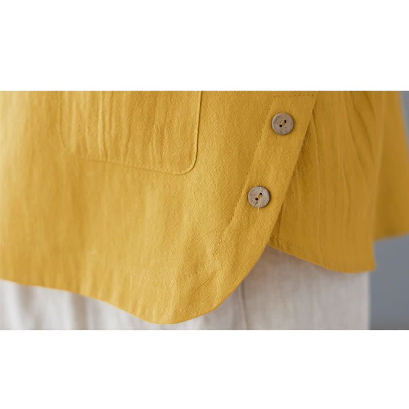 Damen-T-Shirt mit Buddha Stones -Motiv, Seitenschlitz, Rundhalsausschnitt, kurzen Ärmeln und Tasche aus Baumwoll-Polyester-Mischgewebe. - image 12