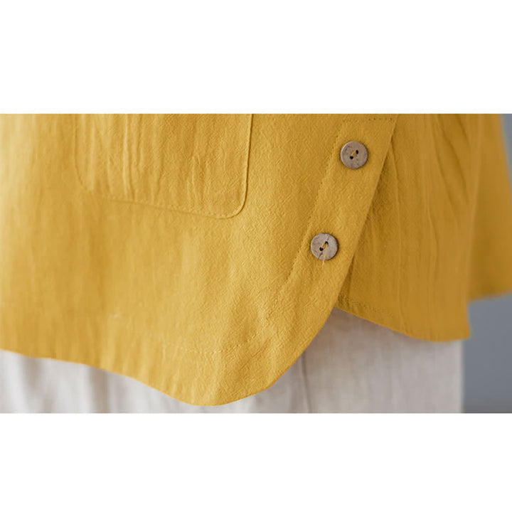 Damen-T-Shirt mit Buddha Stones -Motiv, Seitenschlitz, Rundhalsausschnitt, kurzen Ärmeln und Tasche aus Baumwoll-Polyester-Mischgewebe. - image 12