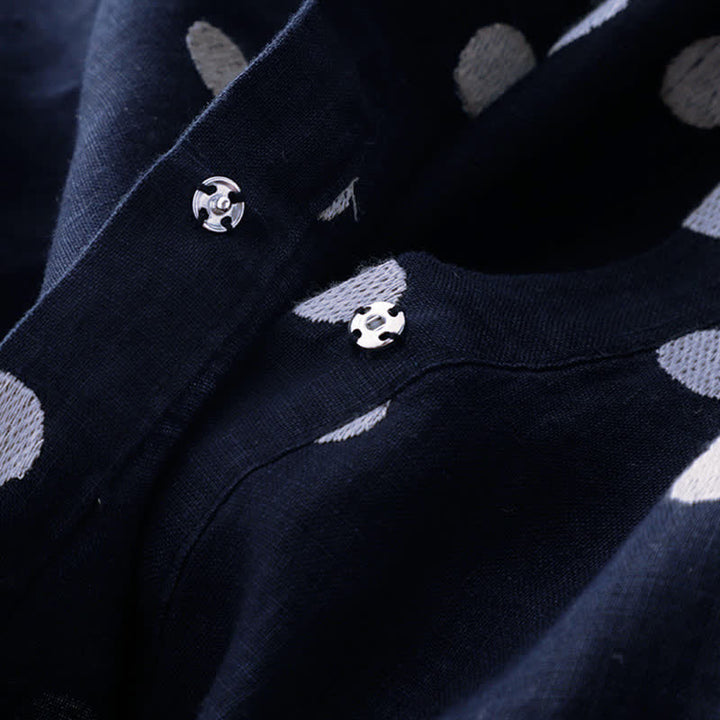 Buddha Stones Polka Dot V-Ausschnitt Schnürkleid für Damen, Midikleid mit Taschen - image 4