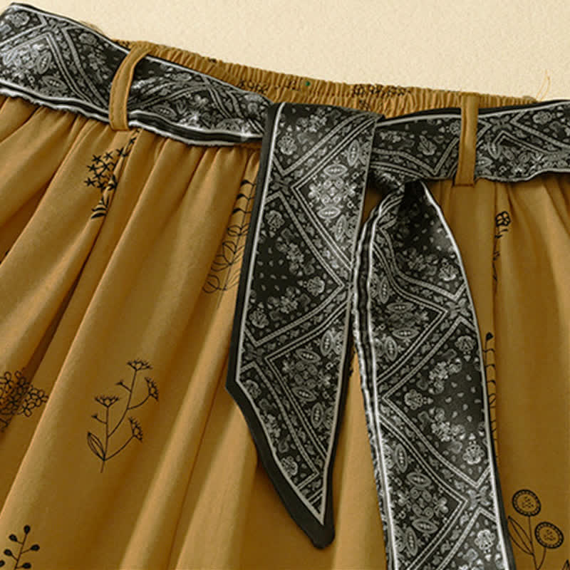 Buddha Stones Lässige Vintage-Sommerhose mit Blumenmuster, Kordelzug, weites Bein und Tasche - image 6