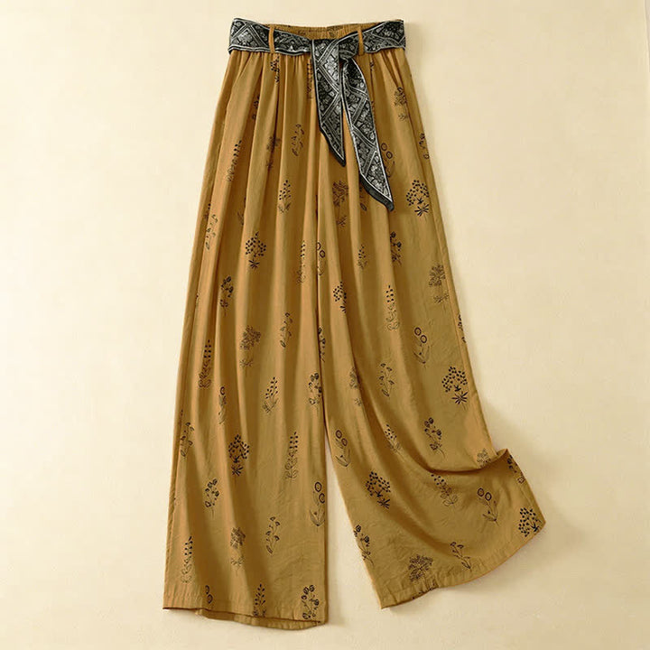 Buddha Stones Lässige Vintage-Sommerhose mit Blumenmuster, Kordelzug, weites Bein und Tasche - Dunkelgoldenrod - US8-10, UK/AU12-14, EU40-42 (2XL) - image 5