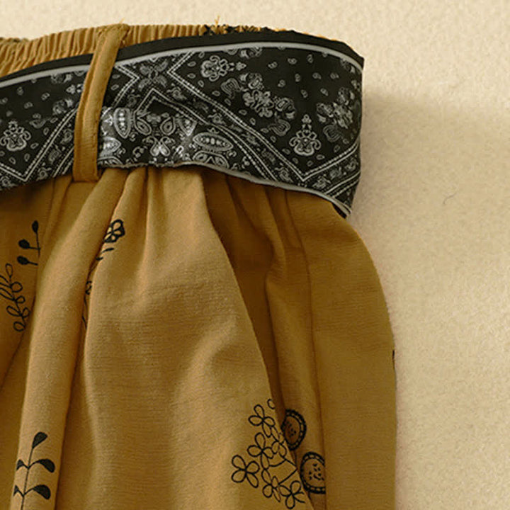 Buddha Stones Lässige Vintage-Sommerhose mit Blumenmuster, Kordelzug, weites Bein und Tasche - image 7