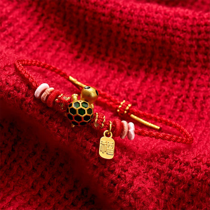 Buddha Stones Handgewebtes rotes Armband mit Schildkrötenmotiv (Fu-Charakter) - image 13