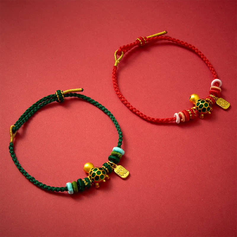 Buddha Stones Handgewebtes rotes Armband mit Schildkrötenmotiv (Fu-Charakter) - image 15