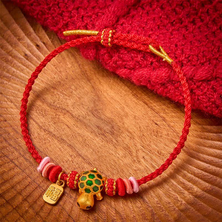 Buddha Stones Handgewebtes rotes Armband mit Schildkrötenmotiv (Fu-Charakter) - image 11