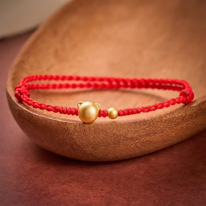 Buddha Stones Rotes Armband aus Kupfer mit Katzenmotiv zum Schutz des Kopfes - image 2
