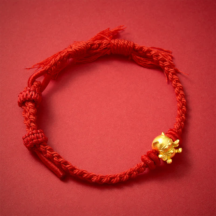 Buddha Stones Kupfernes Glückskatzen-Armband mit roter Schnur - image 9