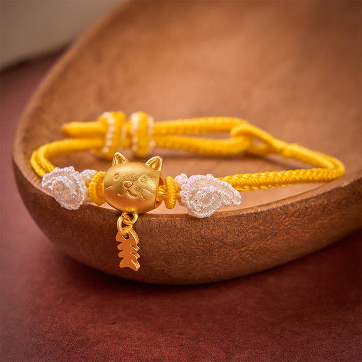 Buddha Stones Kupfernes Wels-Gelbes-Kordelarmband - image 1