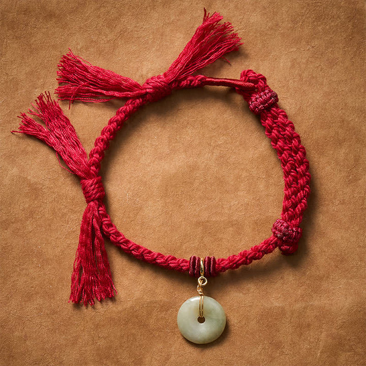 Buddha Stones Rotes Armband mit Friedensschnalle - image 3