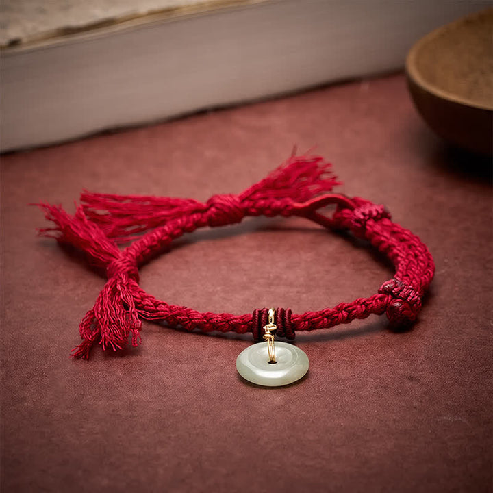 Buddha Stones Rotes Armband mit Friedensschnalle - image 1