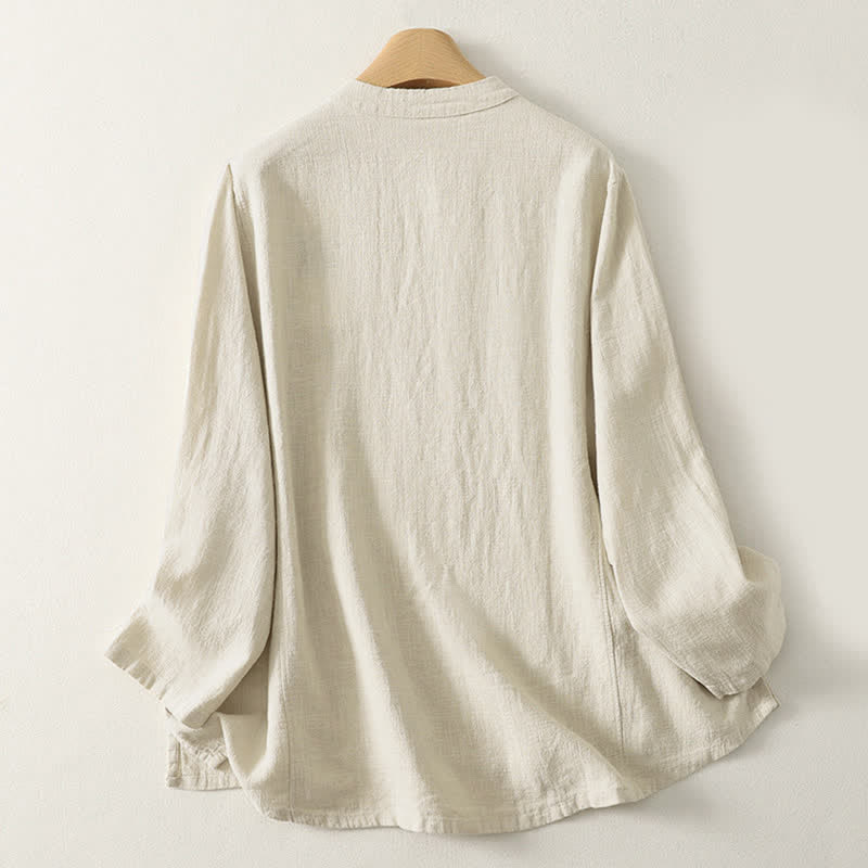 Buddha Stones Casual Plain Frog-Buttons Damen Langarmhemd - image 7