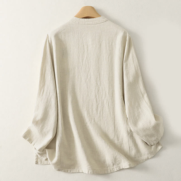 Buddha Stones Casual Plain Frog-Buttons Damen Langarmhemd - image 7