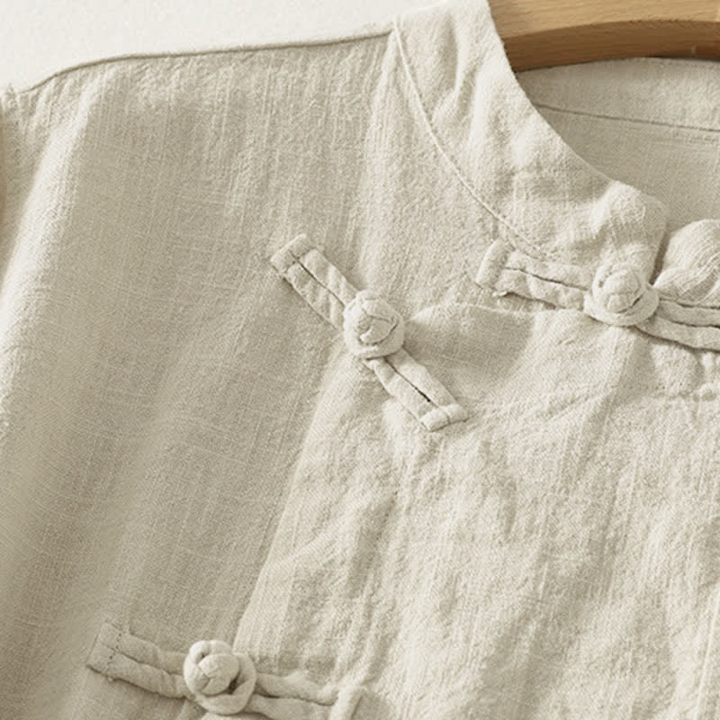 Buddha Stones Casual Plain Frog-Buttons Damen Langarmhemd - image 10