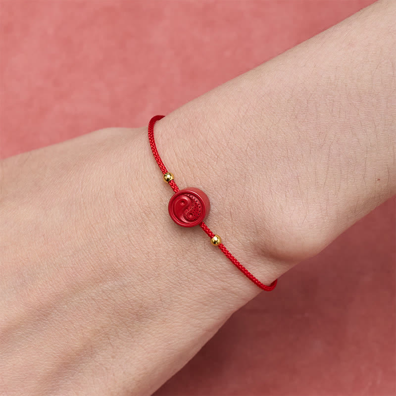 Buddha Stones Yin Yang Rotes Schnur-Balance-Armband - image 4