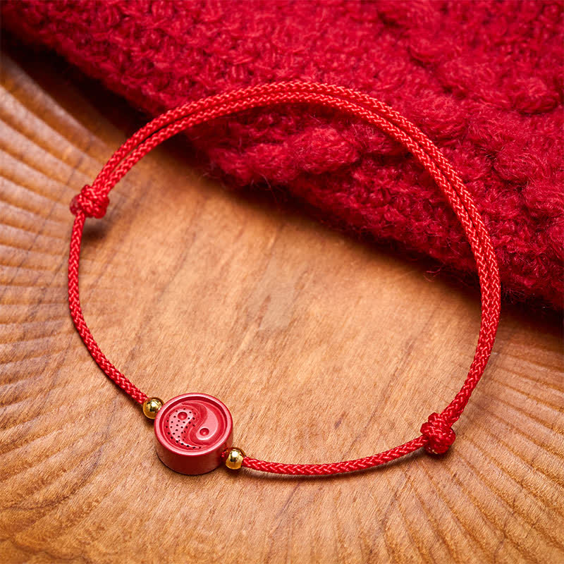 Buddha Stones Yin Yang Rotes Schnur-Balance-Armband - image 1