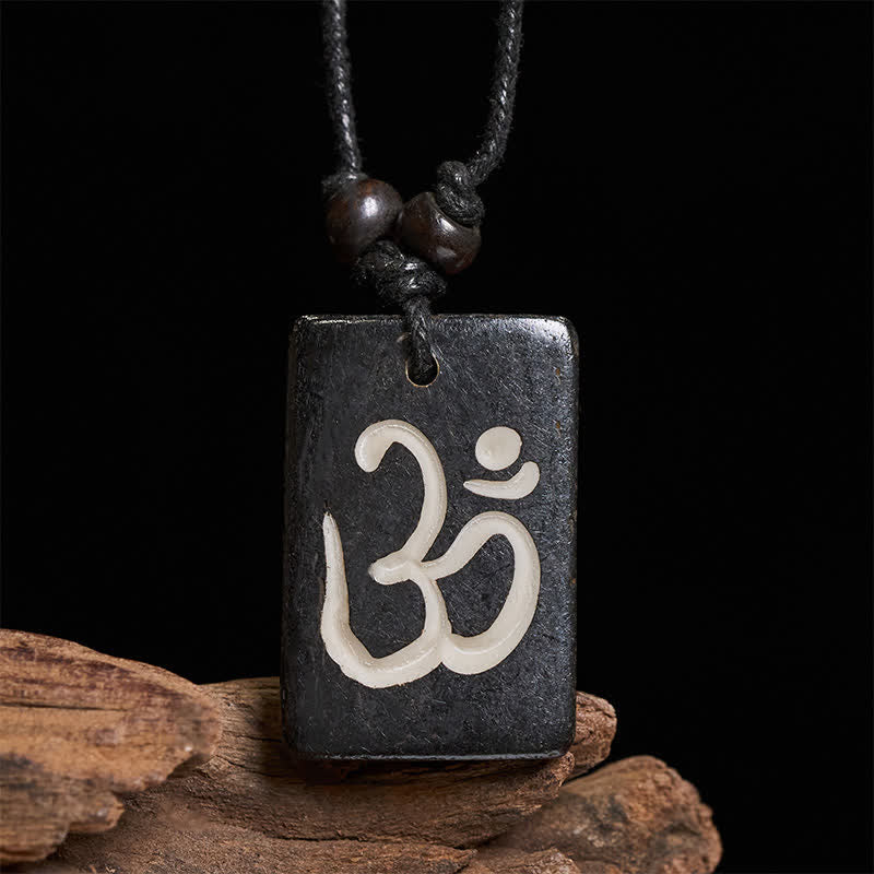 Buddha Stones Handgeschnitzte Halskette mit OM-Anhänger aus Knochenperle, tibetische Achtsamkeitsmeditation - image 3