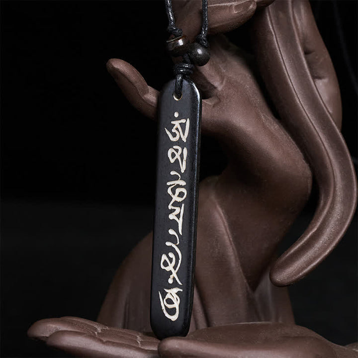 Buddha Stones Handgeschnitzte Knochenperlen-Friedenskette Om Mani Padme Hum - image 1